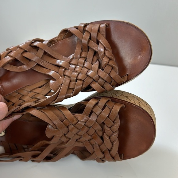 Tory Burch Killian Wedge Sandal Woven Leather Cork Platform Shoe Size 10 - Picture 11 of 16